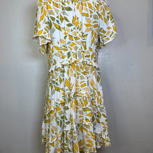 By Anthropologie Robin Tiered Mini Dress In Yellow Size S - Picture 4 of 7